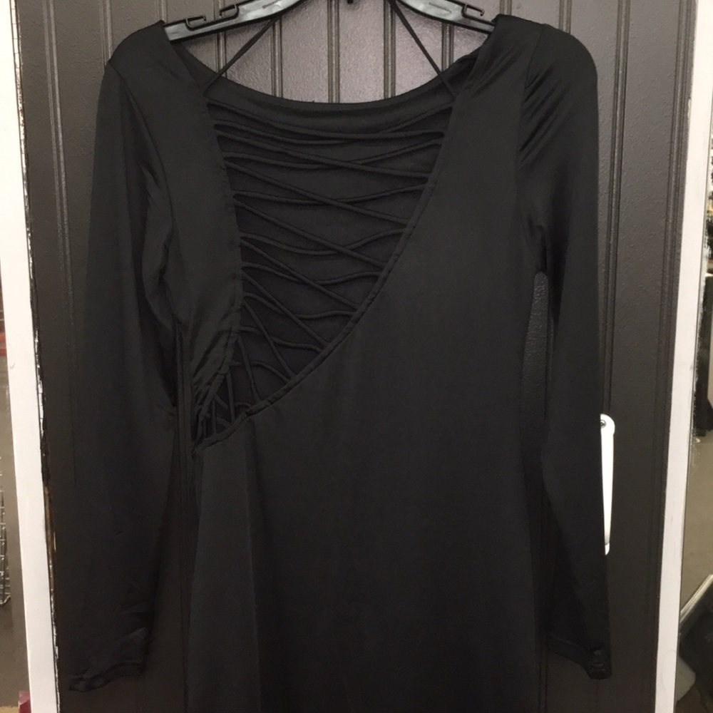 Long sleeve black formal dress